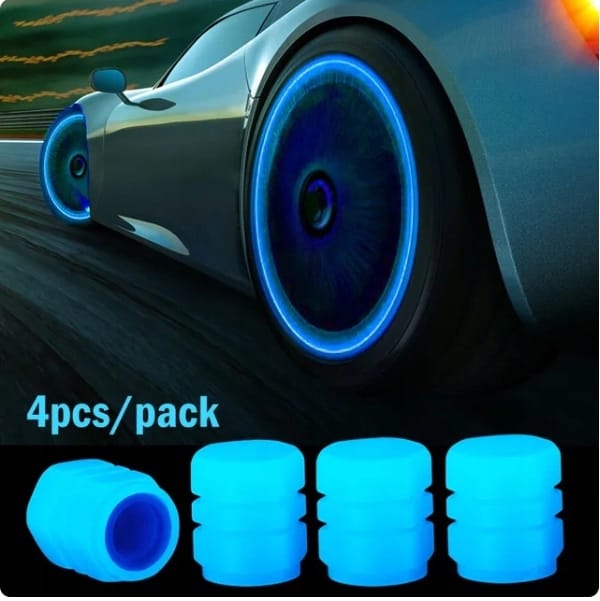 4 X Nakrętki Świecące Fluorescencyjne Na Wentyl Koło Samochodowy Auto Rower