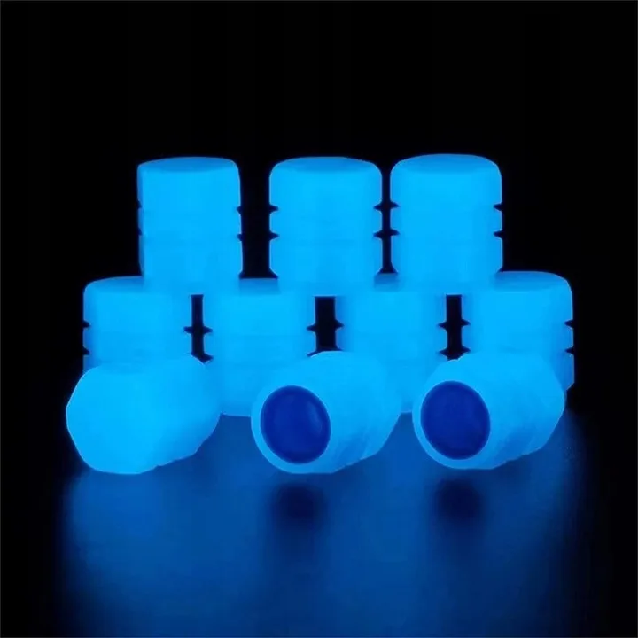 4 X Nakrętki Świecące Fluorescencyjne Na Wentyl Koło Samochodowy Auto Rower