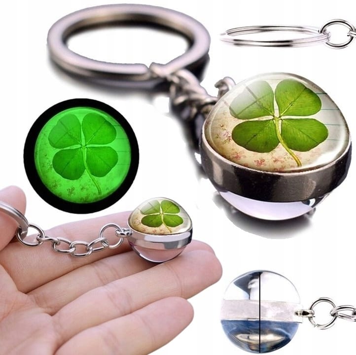 Brelok Koniczyna Luck Na Szczęście Szklana Kulka Czterolistna Koniczyna