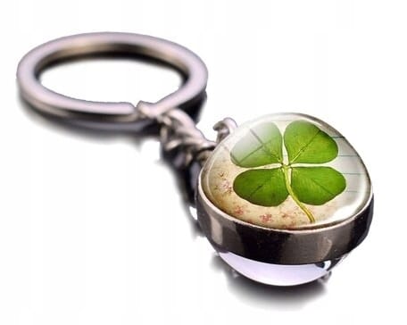 Brelok Koniczyna Luck Na Szczęście Szklana Kulka Czterolistna Koniczyna