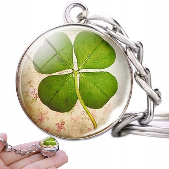 Brelok Koniczyna Luck Na Szczęście Szklana Kulka Czterolistna Koniczyna