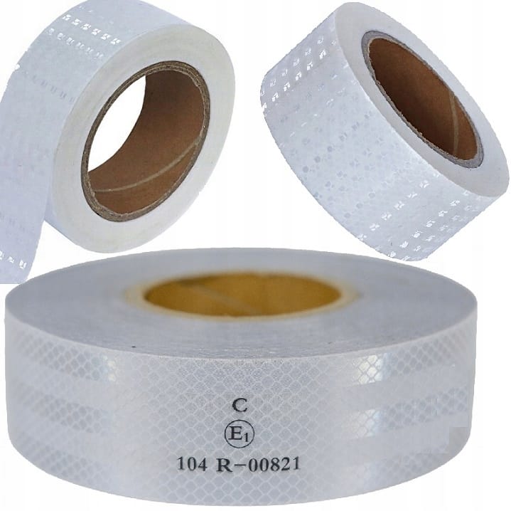 Taśma Odblaskowa Samoprzylepna Rolka 45 Metrów 45m X 5cm Biała Homologacja