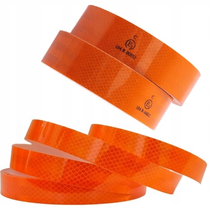 Taśma Odblaskowa Samoprzylepna Rolka 45 Metrów 5cm Pomarańczowa Homologacja