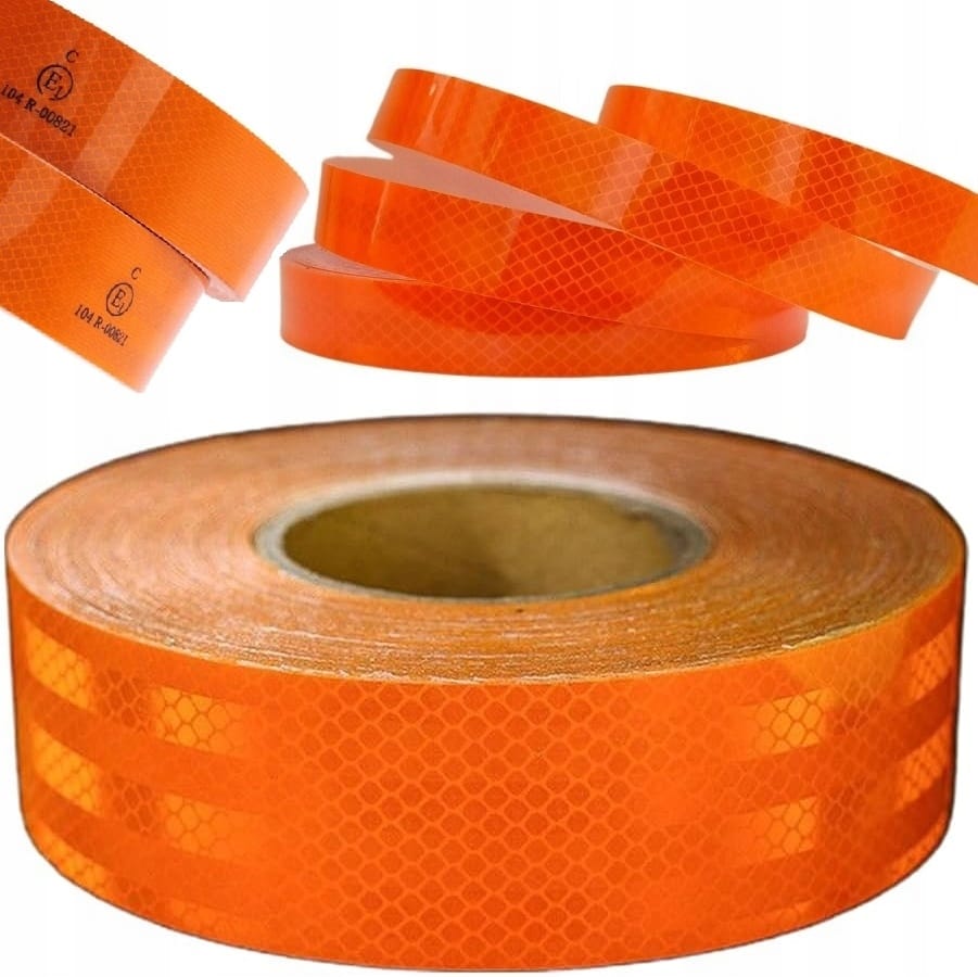 Taśma Odblaskowa Samoprzylepna Rolka 45 Metrów 5cm Pomarańczowa Homologacja