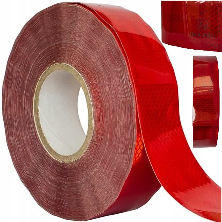 Taśma Odblaskowa Samoprzylepna Rolka 45 Metrów 45m X 5cm Red Homologacja