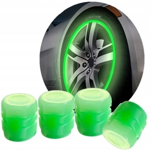 4 X Nakrętki Świecące Fluorescencyjne Na Wentyl Koło Samochodowy Auto Rower
