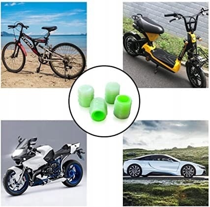 4 X Nakrętki Świecące Fluorescencyjne Na Wentyl Koło Samochodowy Auto Rower