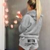 Pluszowa Piżama Damska Ciepła Dwuczęściowa Bluza Krótkie Spodenki Meow Kot