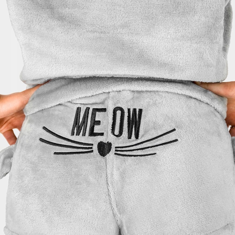 Pluszowa Piżama Damska Ciepła Dwuczęściowa Bluza Krótkie Spodenki Meow Kot