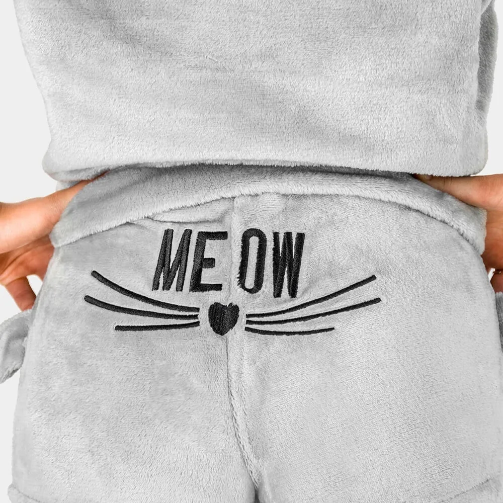 Pluszowa Piżama Damska Ciepła Dwuczęściowa Bluza Krótkie Spodenki Meow Kot