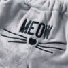 Pluszowa Piżama Damska Ciepła Dwuczęściowa Bluza Krótkie Spodenki Meow Kot