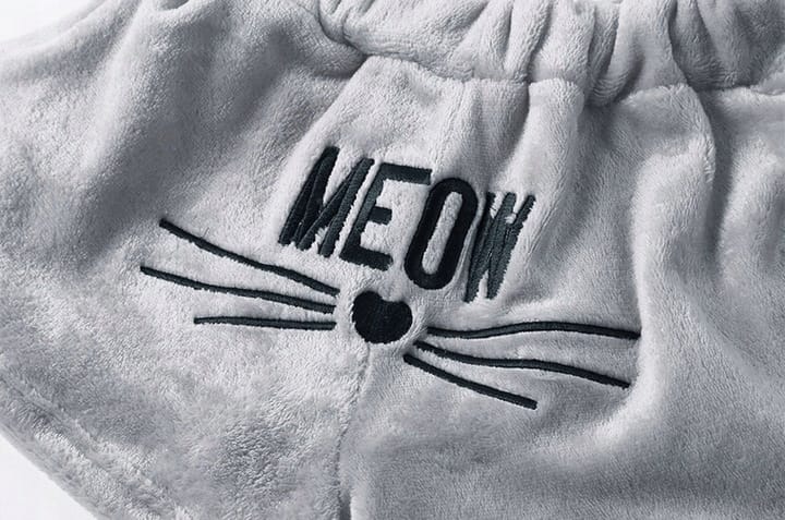 Pluszowa Piżama Damska Ciepła Dwuczęściowa Bluza Krótkie Spodenki Meow Kot