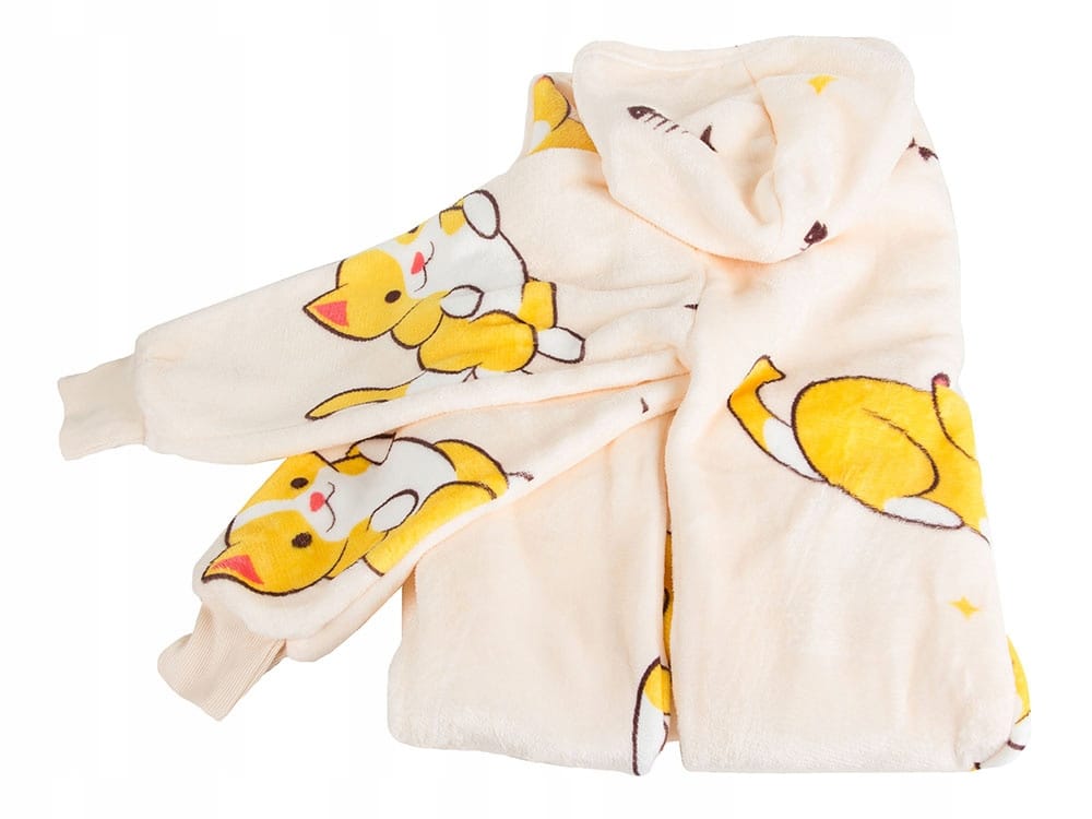 Koc Bluza Oversize Gruba Kocobluza 2w1 Xxl Wzór Kotki Futrzak Bluzo Koc