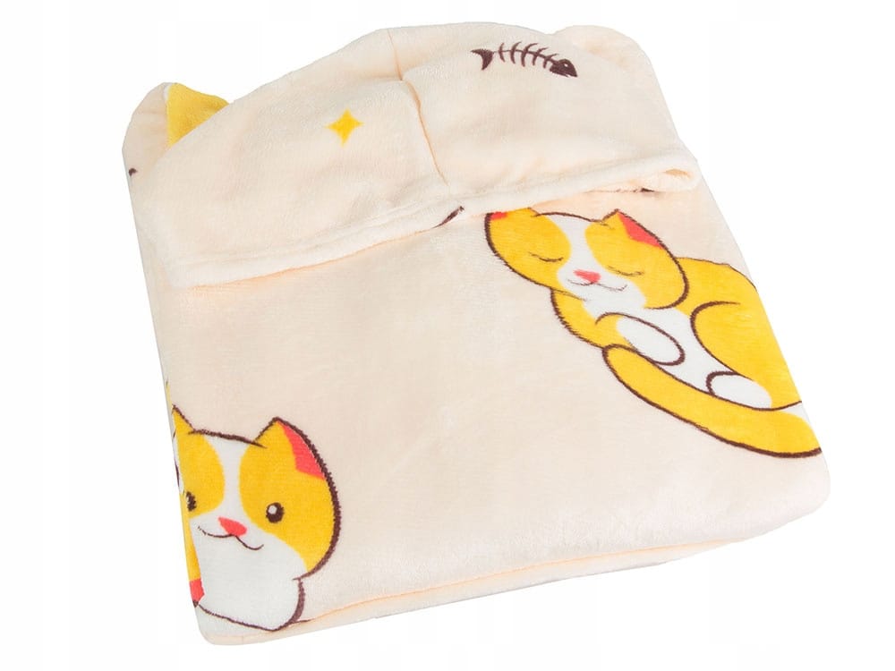 Koc Bluza Oversize Gruba Kocobluza 2w1 Xxl Wzór Kotki Futrzak Bluzo Koc