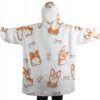 Koc Bluza Oversize Gruba Kocobluza 2w1 Wzór Pieski Corgi Futrzak Bluzo Koc