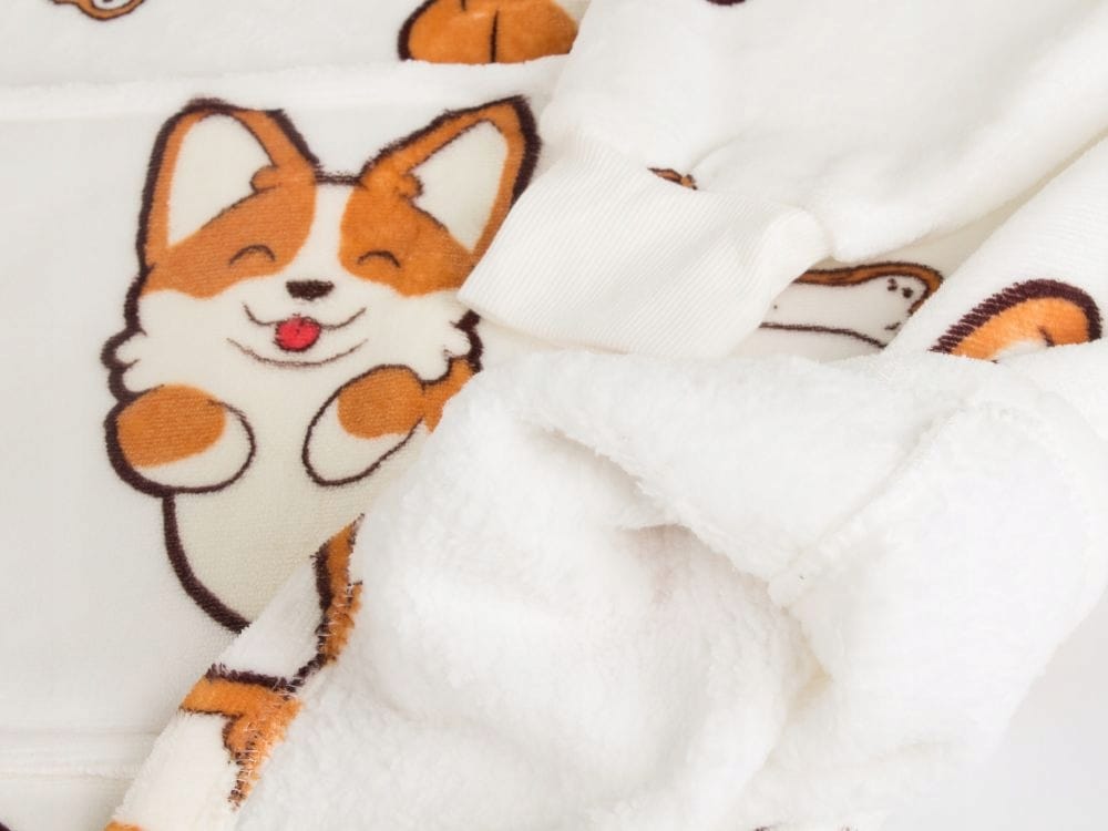 Koc Bluza Oversize Gruba Kocobluza 2w1 Wzór Pieski Corgi Futrzak Bluzo Koc