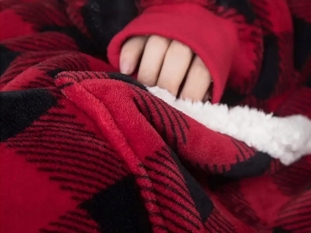 Kocobluza Z Kapturem Koc Flanelowy Bluza Polarowa Uniwersalna Z Kieszenią