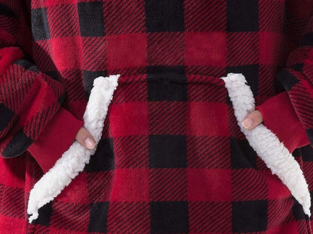 Kocobluza Z Kapturem Koc Flanelowy Bluza Polarowa Uniwersalna Z Kieszenią