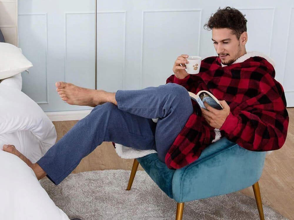 Kocobluza Z Kapturem Koc Flanelowy Bluza Polarowa Uniwersalna Z Kieszenią