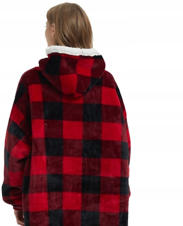 Kocobluza Z Kapturem Koc Flanelowy Bluza Polarowa Uniwersalna Z Kieszenią