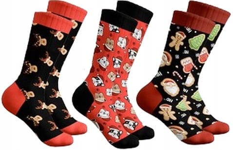 Skarpety Świąteczne W Bombce Zestaw 3 Par Na Święta Miękkie Prezent R.38-43