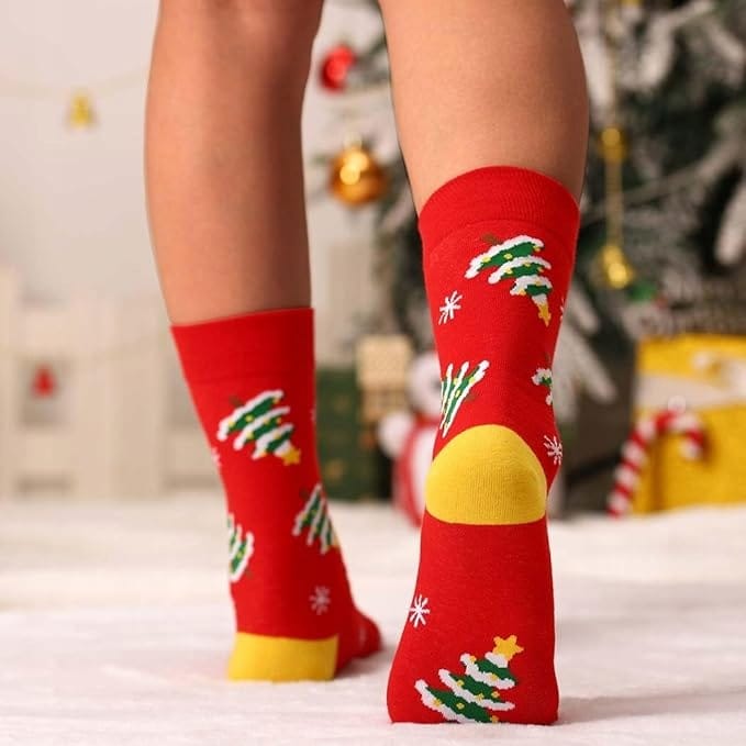 Skarpety Święteczne Choinka Bawełniane Święta Wesołe Kolorowe Prezent 36-42