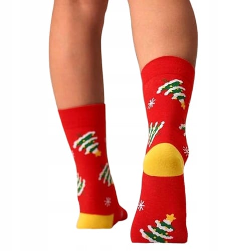 Skarpety Święteczne Choinka Bawełniane Święta Wesołe Kolorowe Prezent 36-42