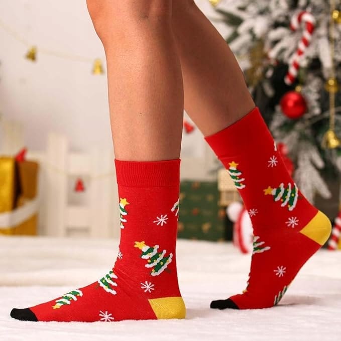 Skarpety Święteczne Choinka Bawełniane Święta Wesołe Kolorowe Prezent 36-42