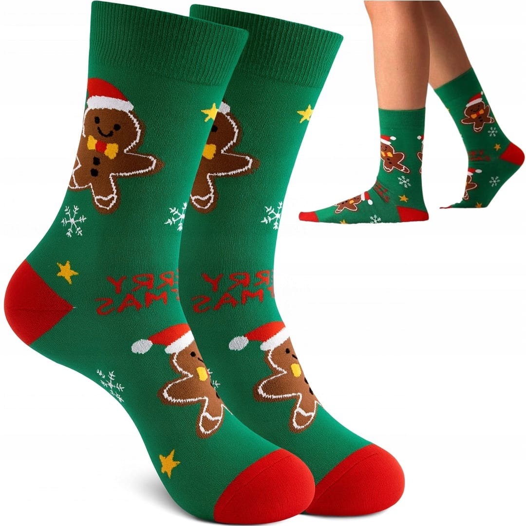 Skarpety Święteczne Ciastko Bawełniane Święta Wesołe Kolorowe Prezent 36-42