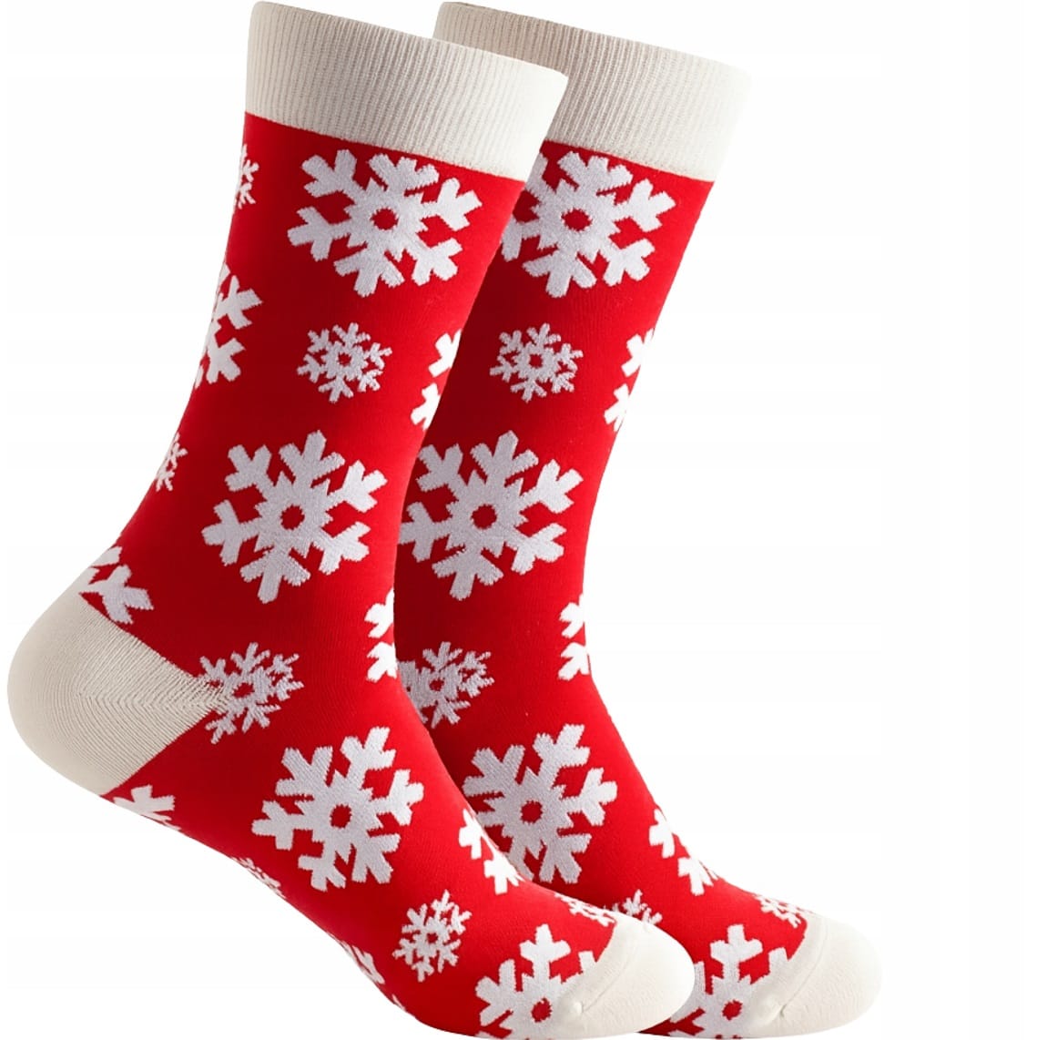 Skarpety Święteczne Snieżynki Bawełniane Święta Wesołe Prezent 36-42