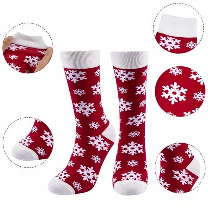 Skarpety Święteczne Snieżynki Bawełniane Święta Wesołe Prezent 36-42