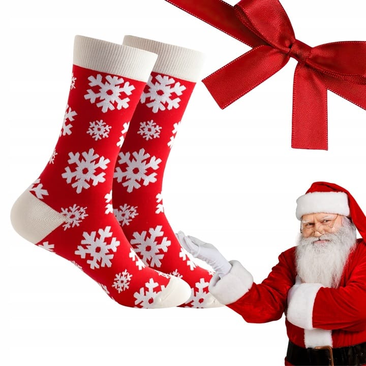 Skarpety Święteczne Snieżynki Bawełniane Święta Wesołe Prezent 36-42