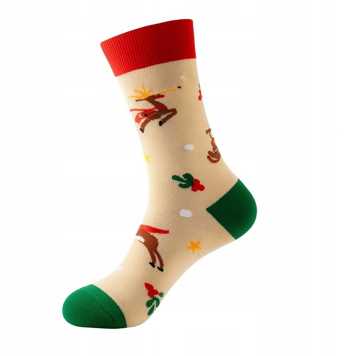 Skarpety Święteczne Renifer Bawełniane Święta Wesołe Kolorowe Prezent 36-42