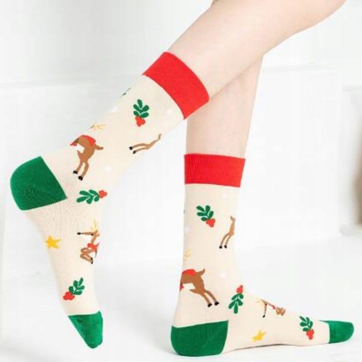 Skarpety Święteczne Renifer Bawełniane Święta Wesołe Kolorowe Prezent 36-42
