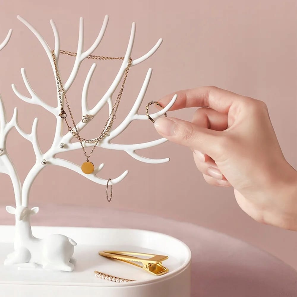 Ekspozytor Na Biżuterię Bransoletki Kolczyki Stojak Jeleń Organizer Drzewko