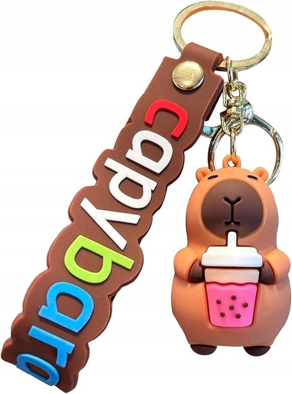 Brelok Do Kluczy Zawieszka Do Torby Breloczek Kapibara Capybara Bubble Tea