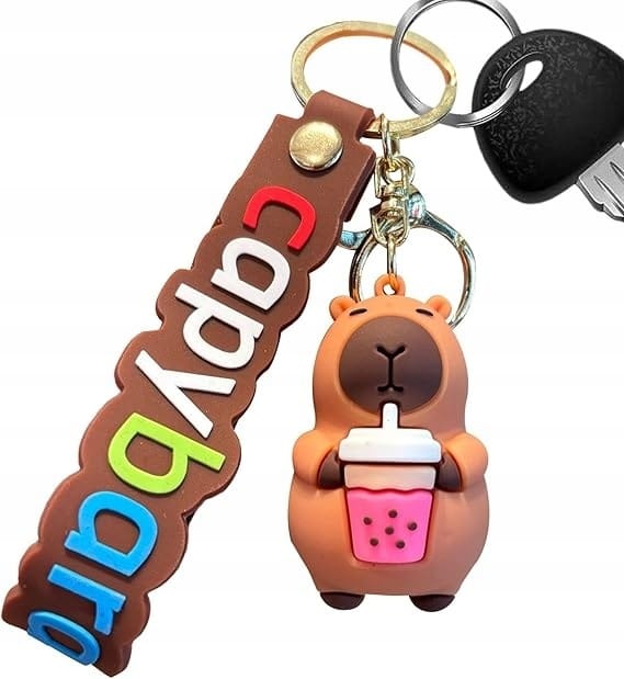 Brelok Do Kluczy Zawieszka Do Torby Breloczek Kapibara Capybara Bubble Tea