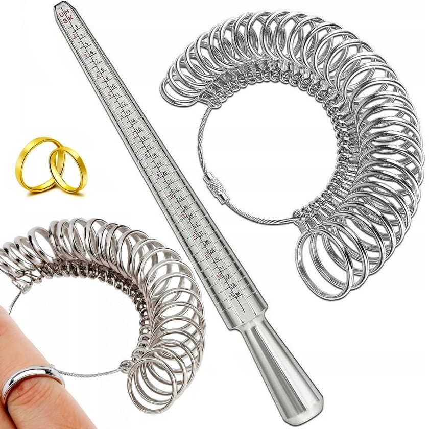 Metalowa Miarka Jubilerska Do Mierzenia Palców Pierścionków Obrączek Zestaw