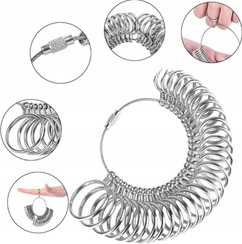 Metalowa Miarka Jubilerska Do Mierzenia Palców Pierścionków Obrączek Zestaw