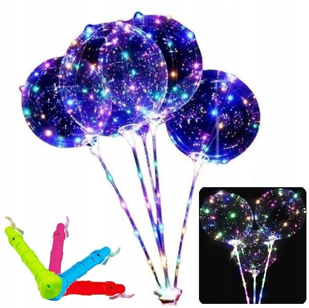 Kolorowy Balon Led Świecący Duży Mocny Światełka Na Patyku Dekoracja Świeci
