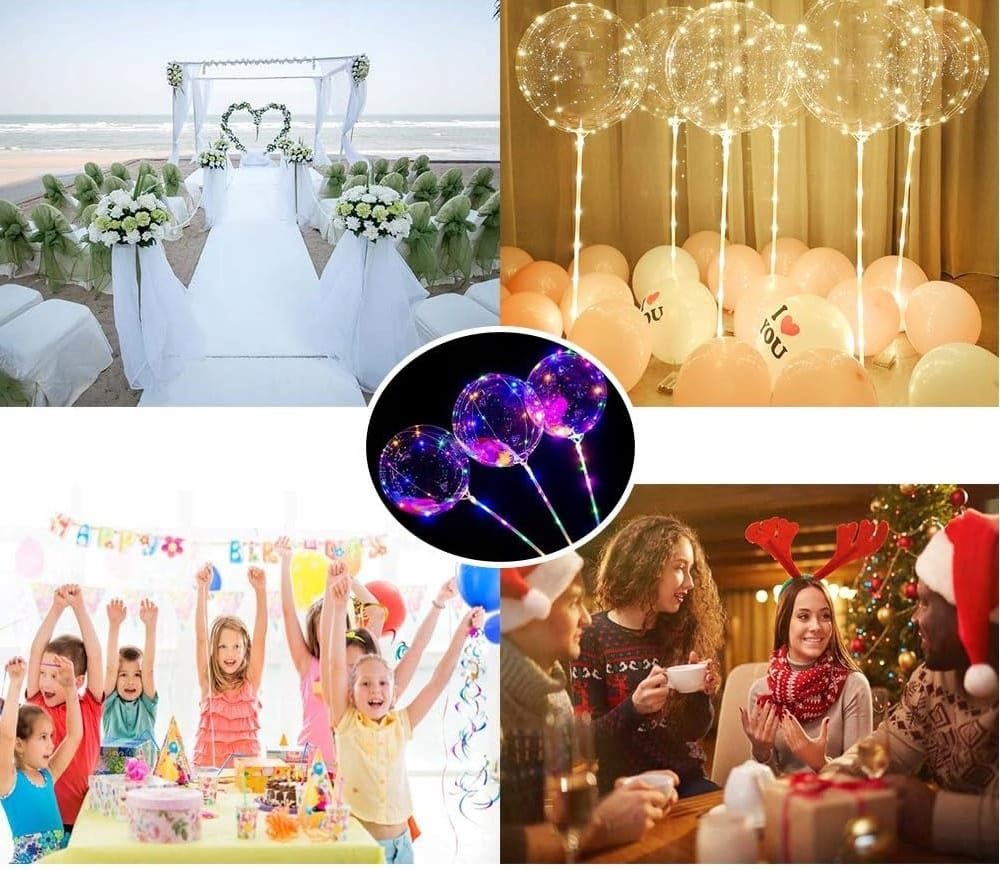 Kolorowy Balon Led Świecący Duży Mocny Światełka Na Patyku Dekoracja Świeci