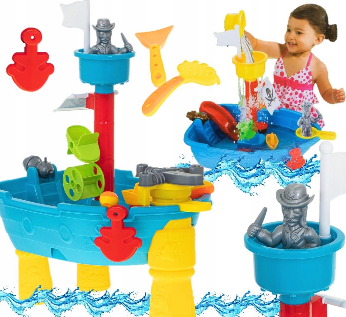 Piaskownica Stolik Wodny Dla Dzieci Stół Do Ogrodu Plaży Zabawka Wodna 17el