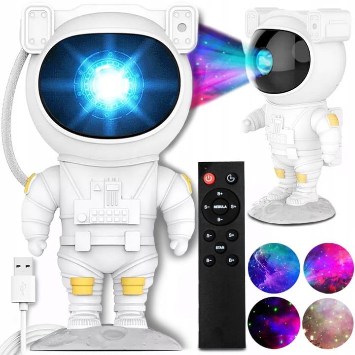 Lampka Nocna Projektor Gwiazd Astronauta 8 Trybów