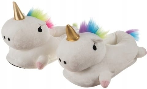Kapcie Jednorożec Ciepłe Pluszowe Jednorożce Białe Rozmiar 34-38