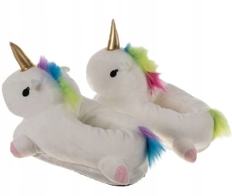 Kapcie Jednorożec Ciepłe Pluszowe Jednorożce Białe Rozmiar 34-38