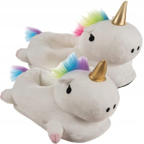 Kapcie Jednorożec Ciepłe Pluszowe Jednorożce Białe Rozmiar 34-38