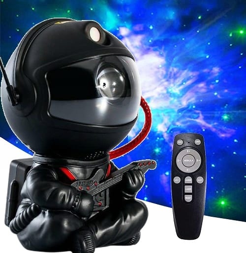 Lampka Nocna Projektor Gwiazd Astronauta 8 Trybów Czarny Siedzący
