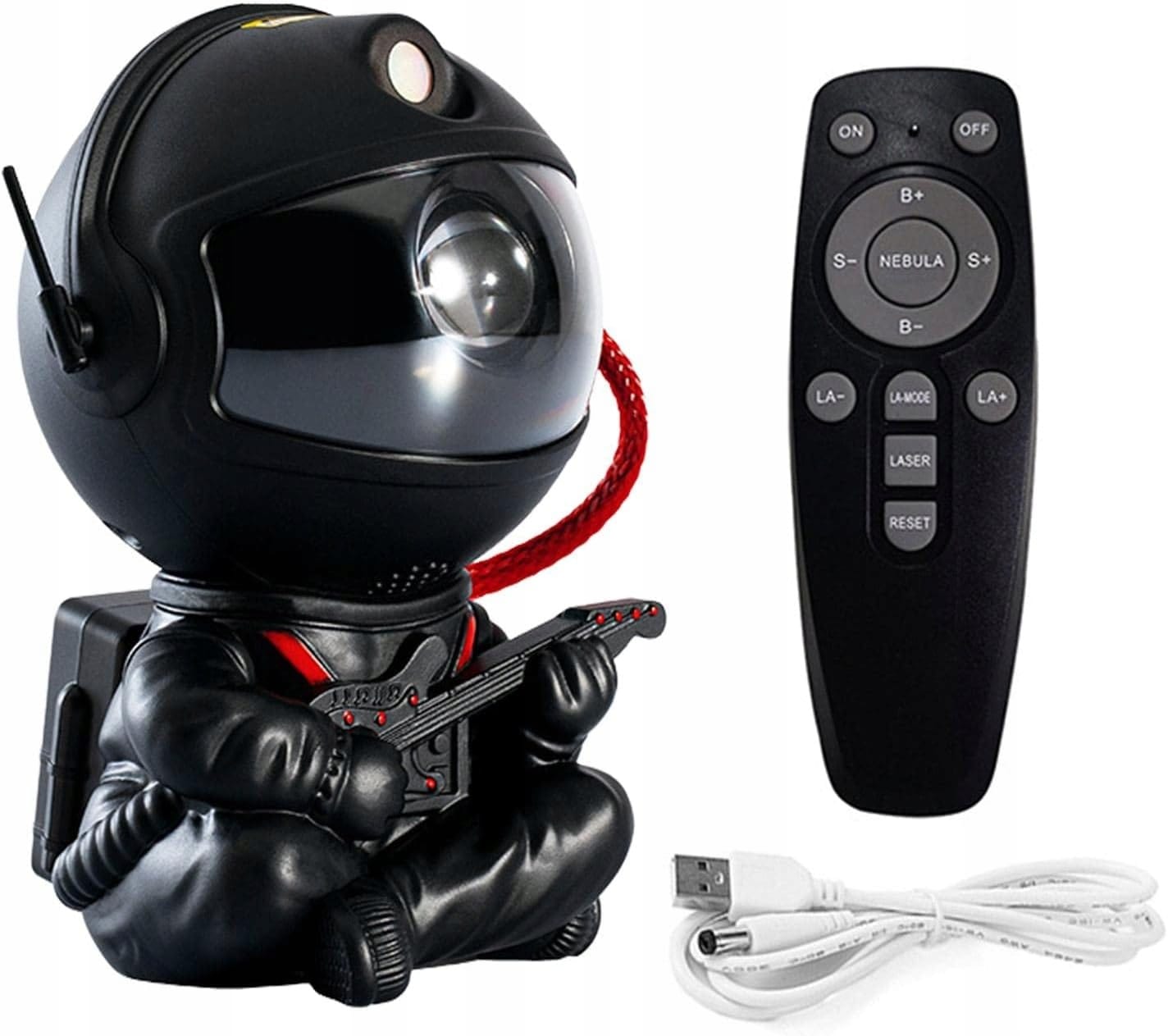 Lampka Nocna Projektor Gwiazd Astronauta 8 Trybów Czarny Siedzący