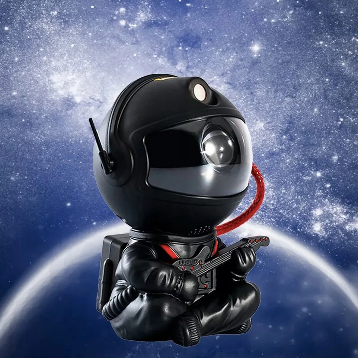 Lampka Nocna Projektor Gwiazd Astronauta 8 Trybów Czarny Siedzący