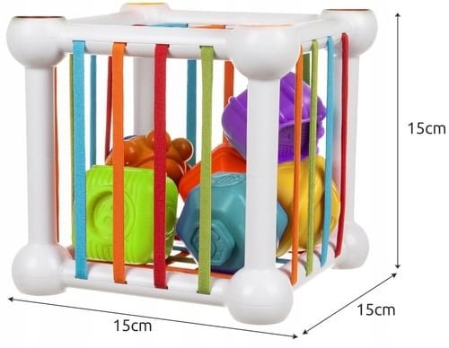 Kostka Sensoryczna Edukacyjna Sorter Kwadrat Gumki Z Klockami Zabawka